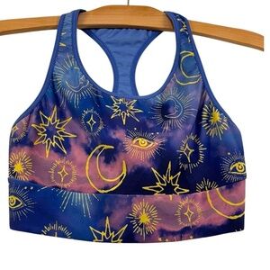 Victoria's Secret Sport Moon & Stars Sports Bra Racerback Celestial  Sz L Sun